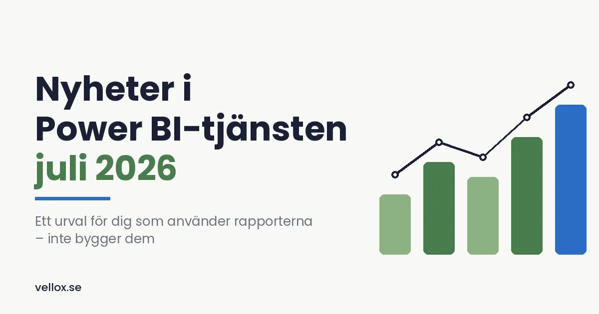 Kuvitus, jossa otsikko Power BI -palvelun uutuudet heinäkuu 2026 pylväs- ja viivakaavion vieressä vihreissä ja sinisissä sävyissä
